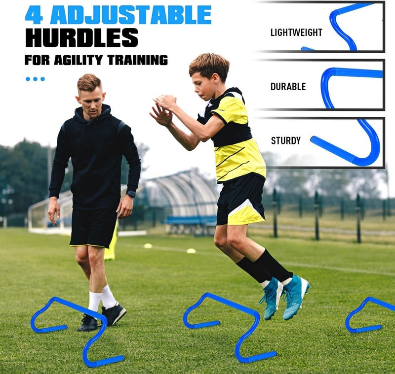 KUTIZE Agility Training Equipment, Soccer Training Equipment, Agility Speed Training Set for Kid Youth Adult, 20FT Agility Ladder, 4 Hurdles,12 Soccer Cones, Jump Rope, Running Parachute, Drill Charts - Image 3